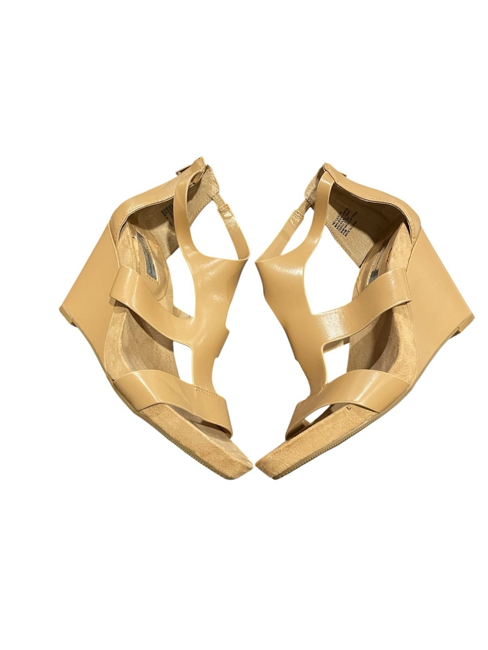 INC International Concepts Tan Cutout Wedge Sandals Size 9.5